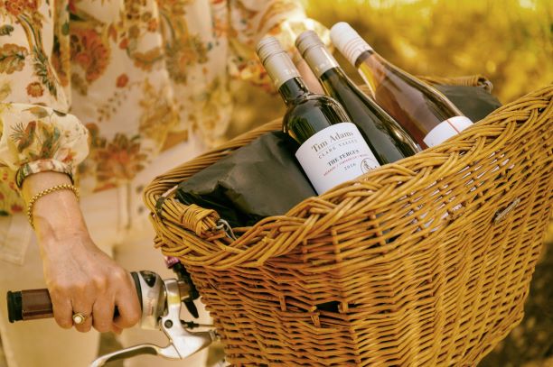 JK0_9203x wine in bike basket JK0_9203x wine in bike basket